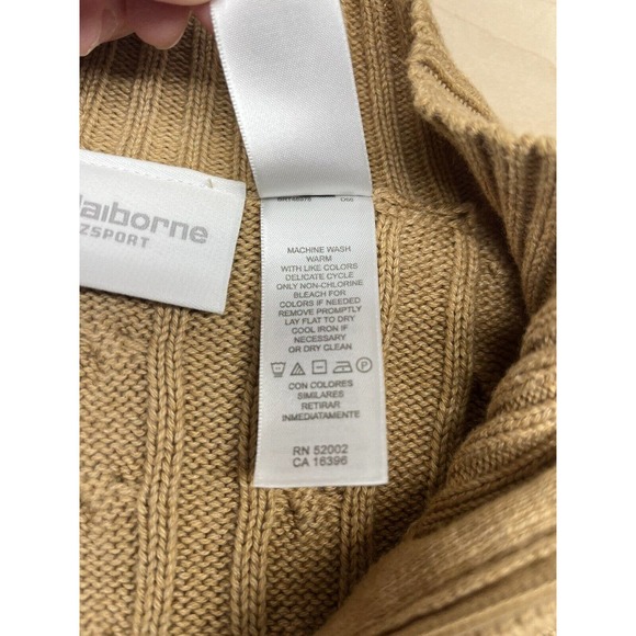 Liz Claiborne Sweater Womens Large tan- brown Zip Up Cardigan Liz Sport Cotton - Picture 10 of 12